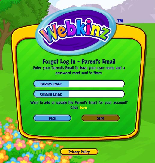 Webkinz Forgot Password